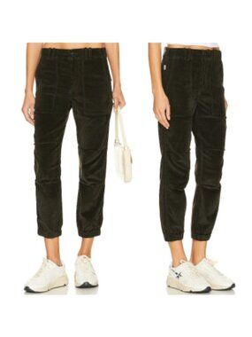 Citizens of Humanity Utility Crop Pants 29 Dark Green Corduroy Button Fly Jogger